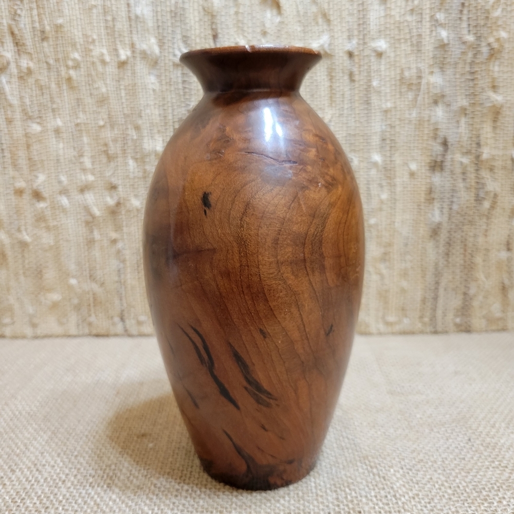 Old Marshall School House Artisit Signed Redwood Burl Vase